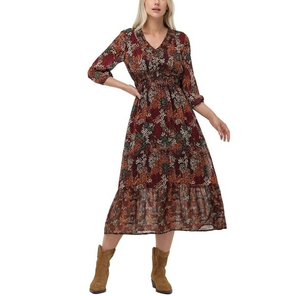 Frye Multicolor Floral Midi Dress - Picture 7 of 9